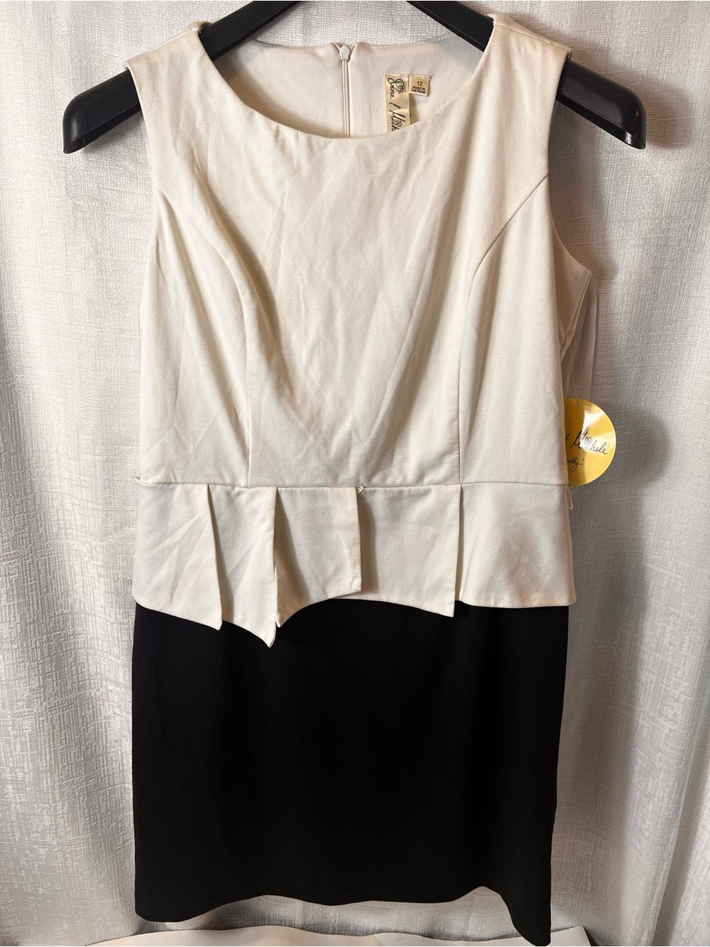 Emma & Michele Cream and Black Sleeveless Peplum Dress SIZE 12